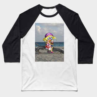 cartoon girl on a cuban beach Baseball T-Shirt